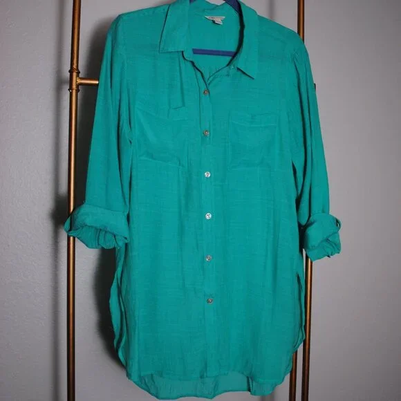 Cato Flowy Turquoise Button Up - Picture 1 of 4